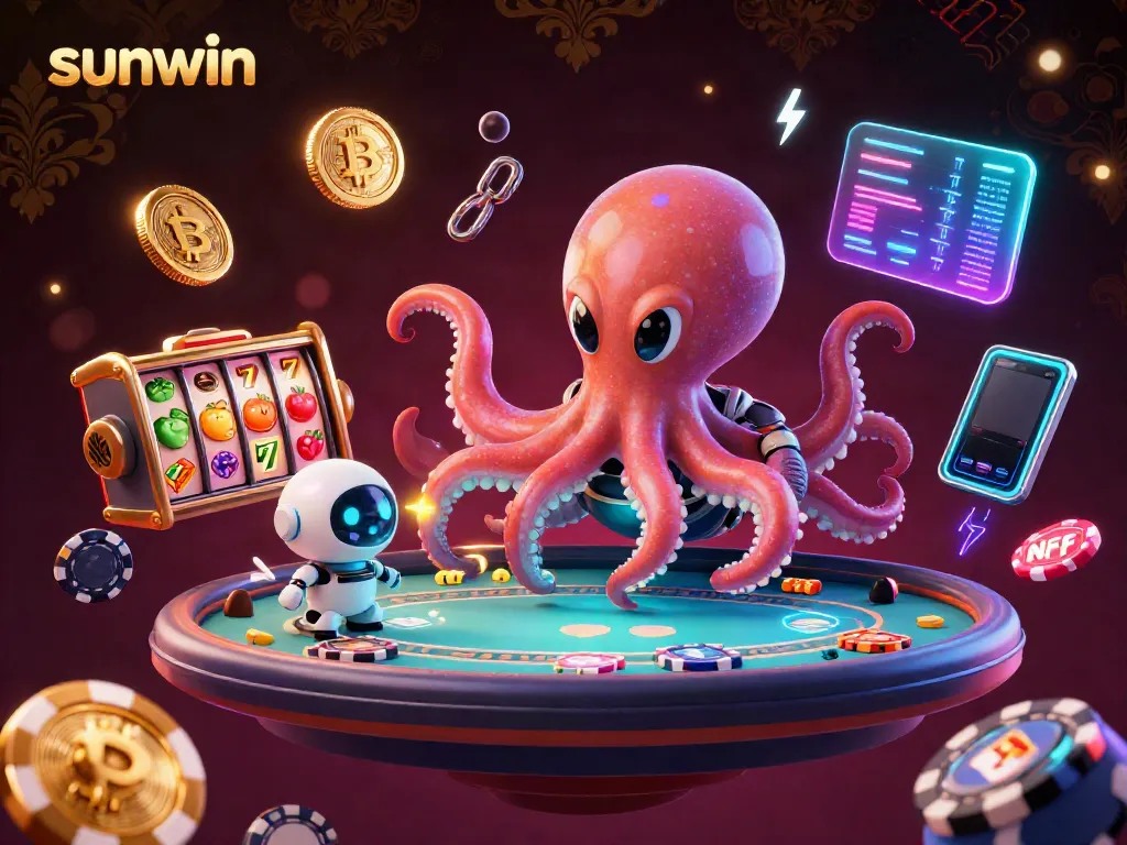 Play thrilling slots and poker with sunwin's extraterrestrial characters in an engaging casino scene.