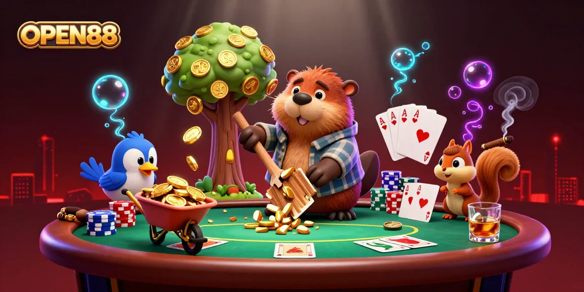 Experience the excitement at OPEN88 with vibrant casino characters and golden rewards.