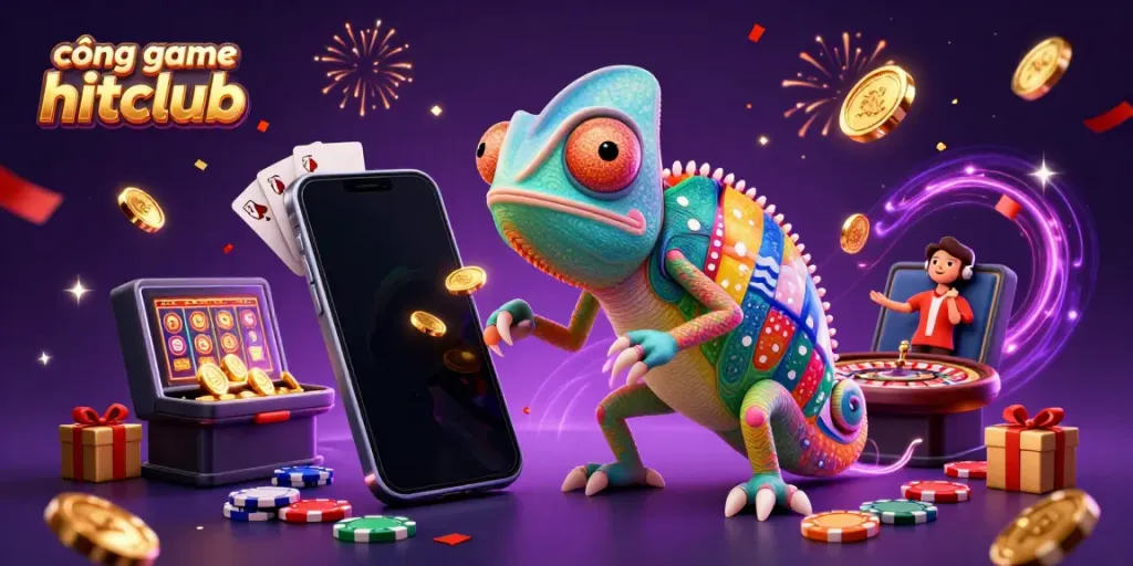 Engage with the vibrant world of cổng game hitclub showcasing colorful characters and dynamic casino elements.