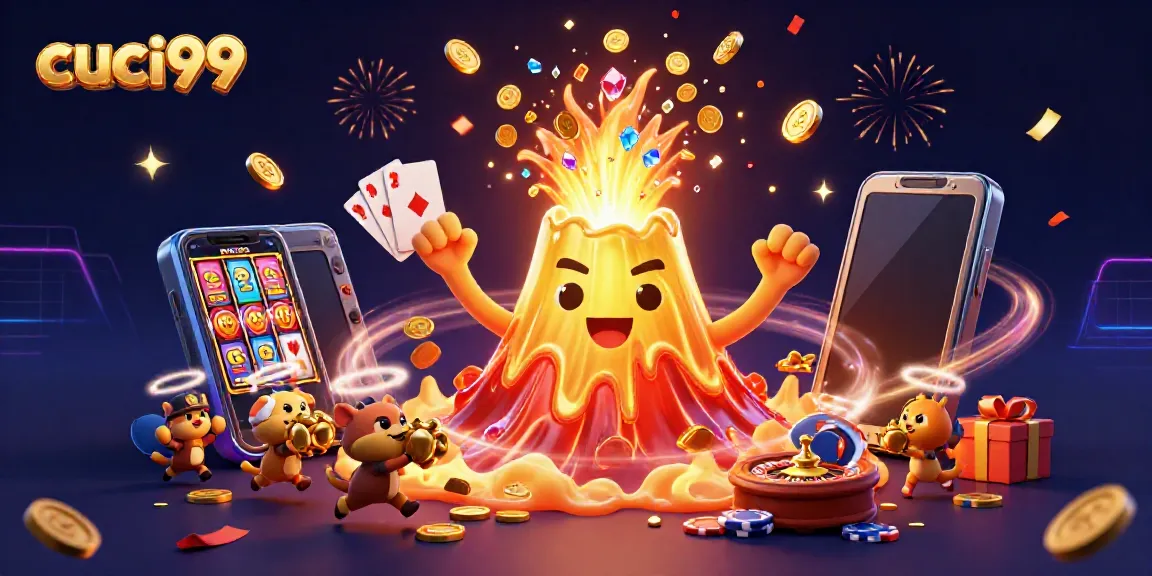 Play slots and win big at cuci99 with this vibrant and dynamic casino illustration.