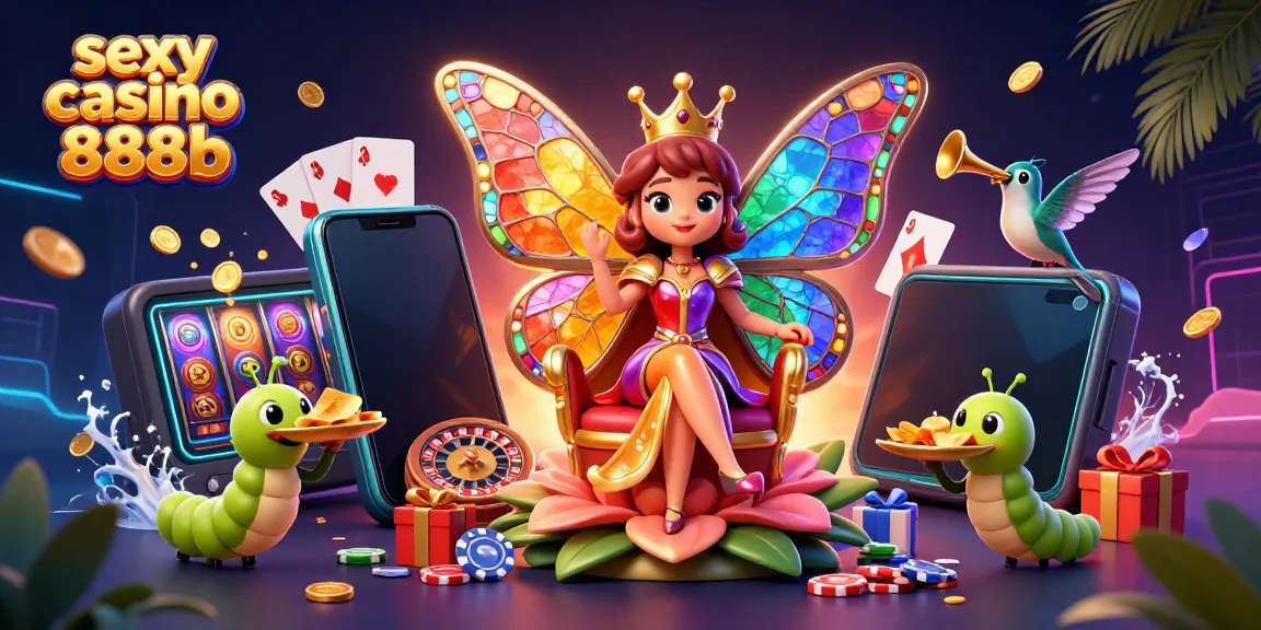 Join the action at sexy casino 888b with vibrant characters, slots, and festive gambling elements.
