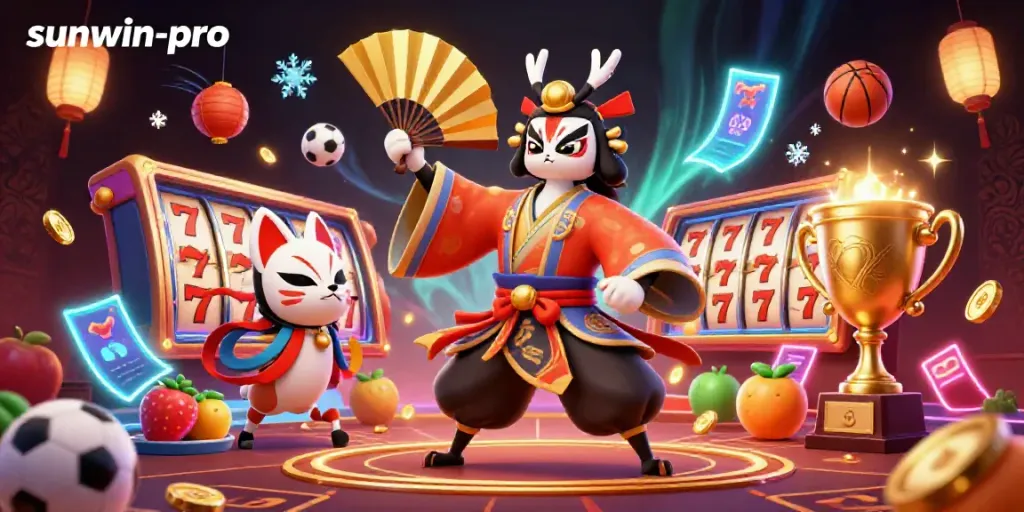 Experience the dynamic gaming scene at sunwin-pro with vibrant characters and exciting slots.