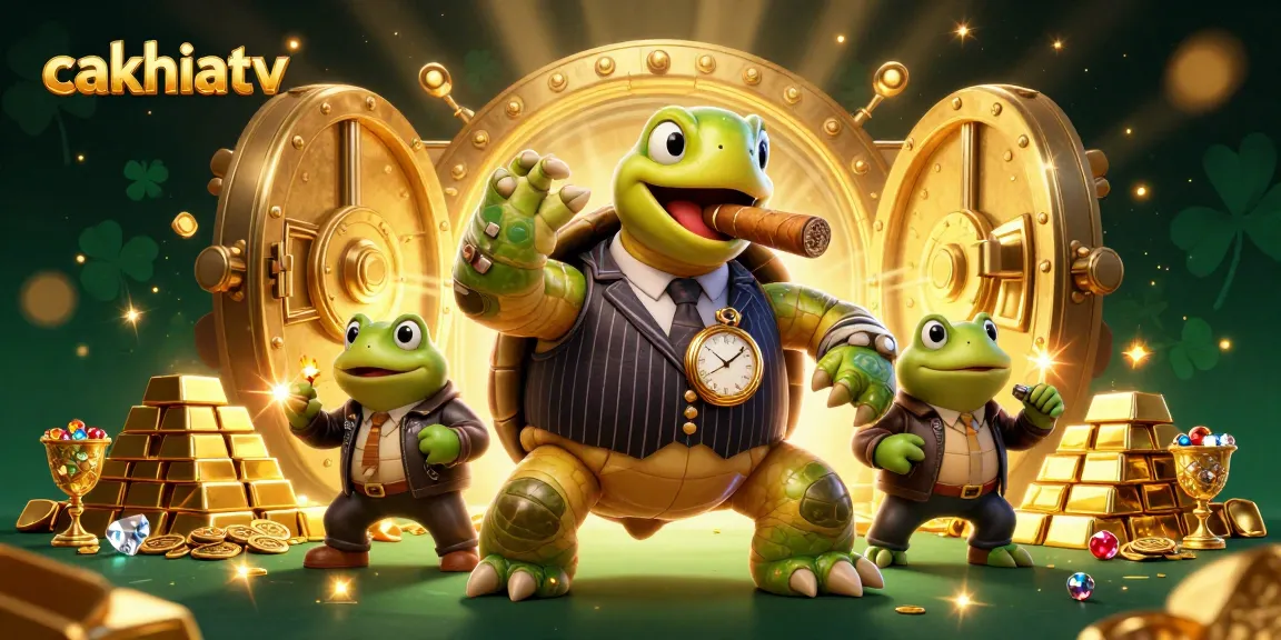 Watch cakhiatv's thrilling gambling action with cartoon characters enjoying a vibrant casino atmosphere.