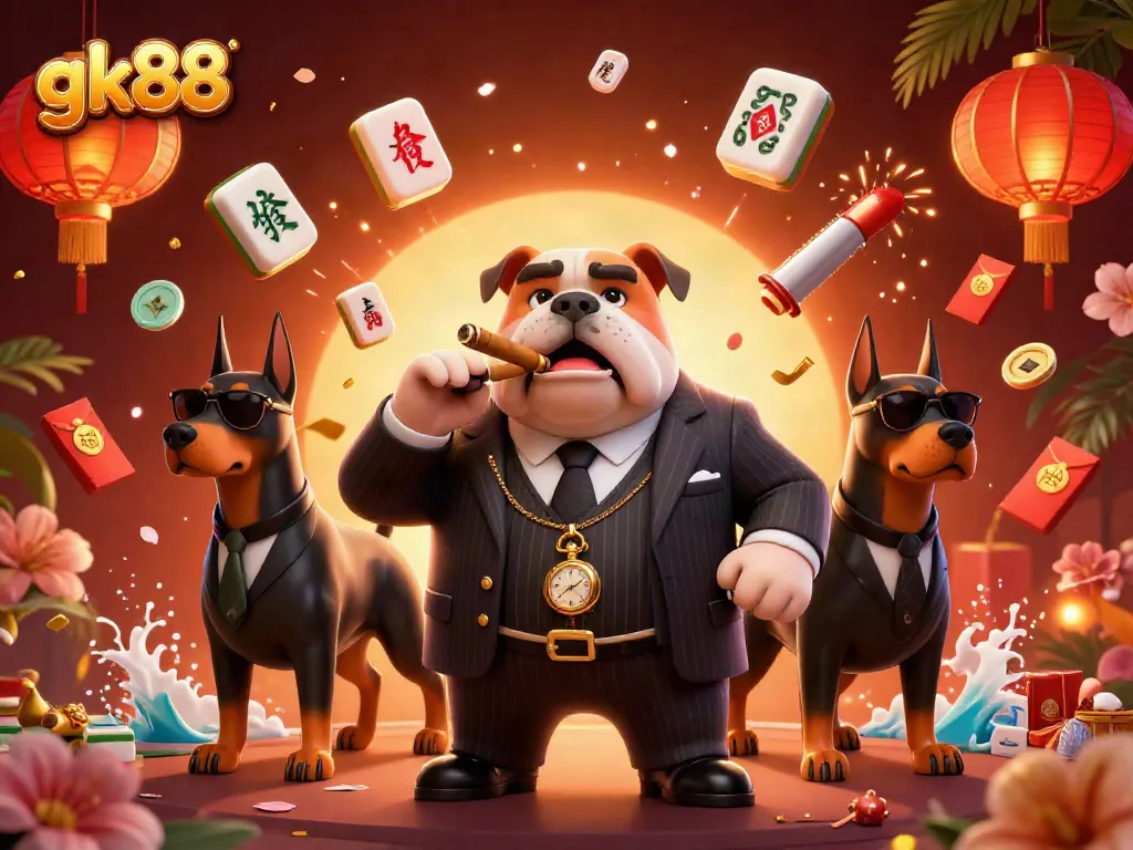 Experience thrilling gameplay at gk88 while surrounded by vibrant casino elements in this dynamic illustration.