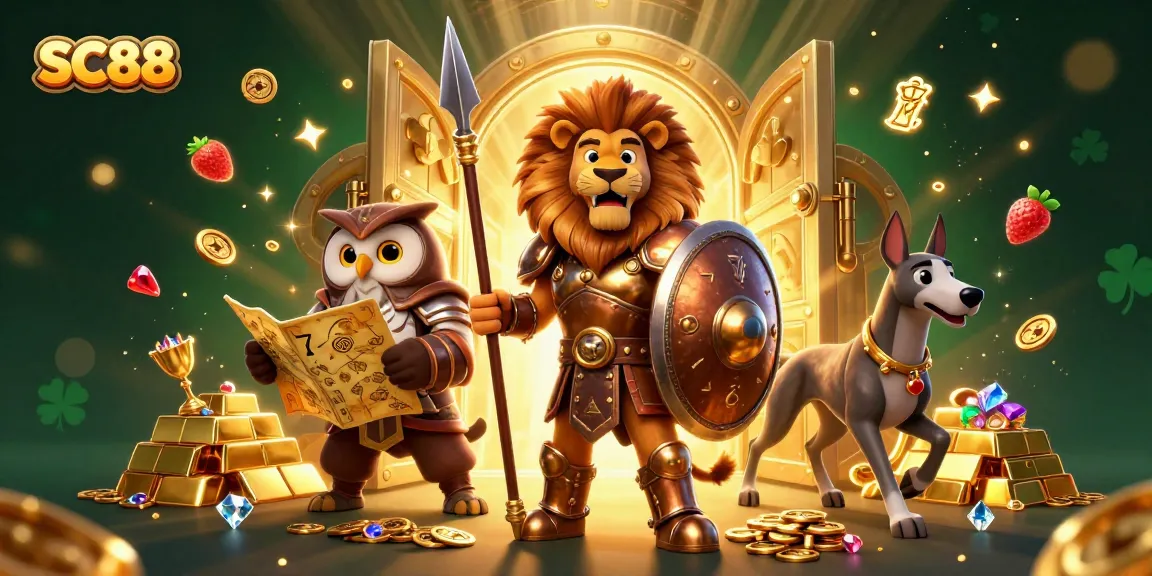 Spin and win at SC88 with brave characters and sparkling slots in a dynamic casino scene.