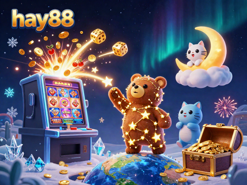 Experience the excitement of hay88 with a vibrant casino-themed 3D illustration, highlighting dynamic games and rewards.