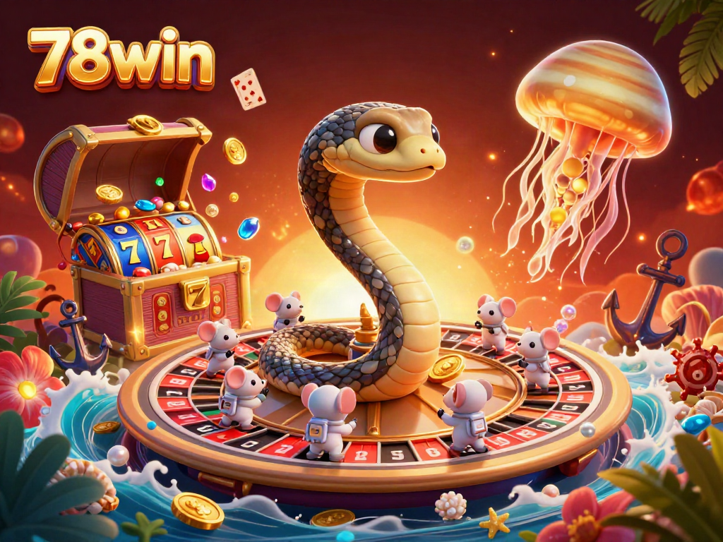 Experience the excitement of 78win with astronaut mice betting on a cosmic roulette scene.