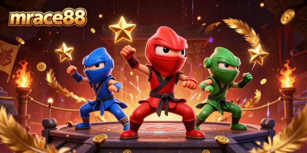 Engage with Mrace88's thrilling casino adventures featuring vibrant ninja chameleons and exciting gambling elements.
