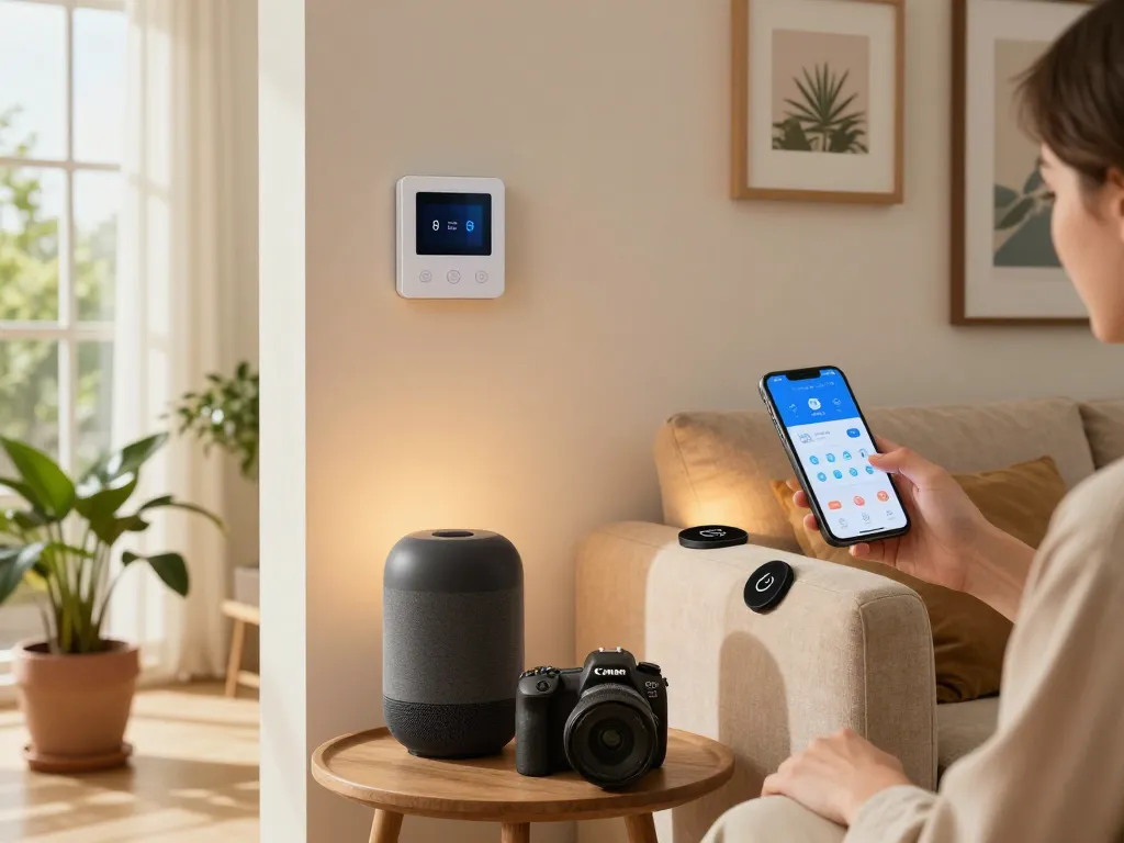 Explore innovative tech gadgets for home enhancing daily living in a modern living room setup.