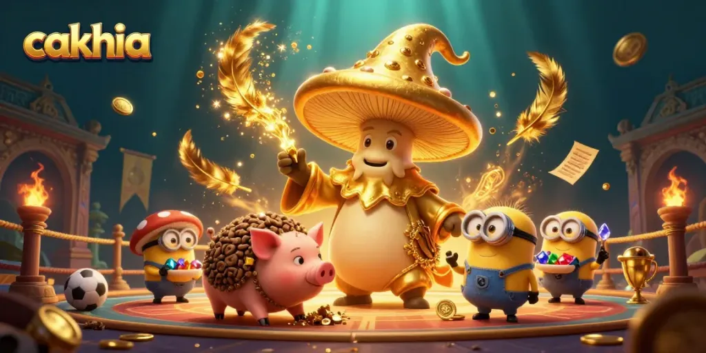 Cakhia sports betting wizard captivates with magical gold transformation in a vibrant 3D illustration.