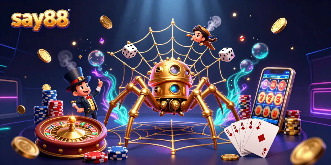 Experience exciting wins with say88's vibrant 3D casino scene filled with golden coins and playful characters.