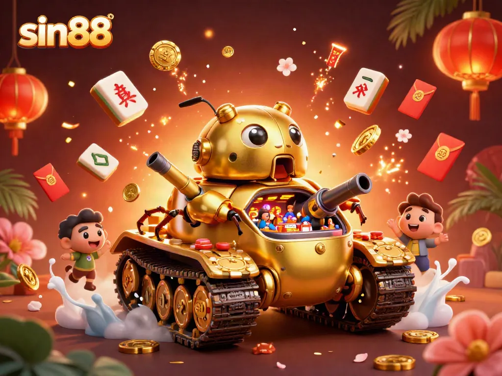Engage with sin88's vibrant casino miniature revealed in a golden beetle tank, filled with immersive details.