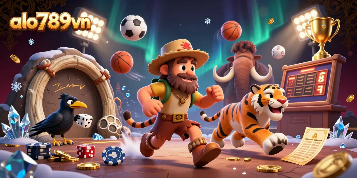 Bettors engage with alo789vn in a dynamic casino scene filled with sports elements and excitement.
