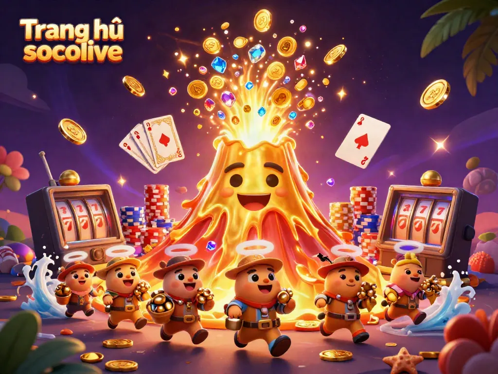 Experience exciting gameplay with Trang chủ socolive as golden coins cascade in a vibrant casino-themed illustration.