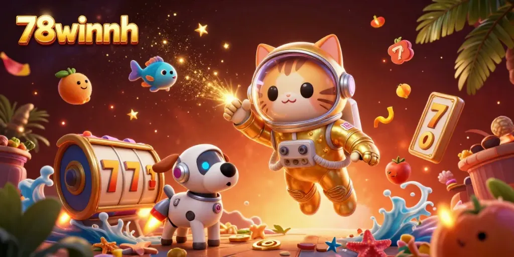 Experience thrilling fun with the 78winnh online casino featuring jubilant slot games, vibrant colors, and cosmic adventure.