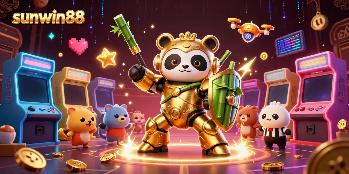 Experience the thrill of gameplay at sunwin88 with this vibrant arcade casino illustration.