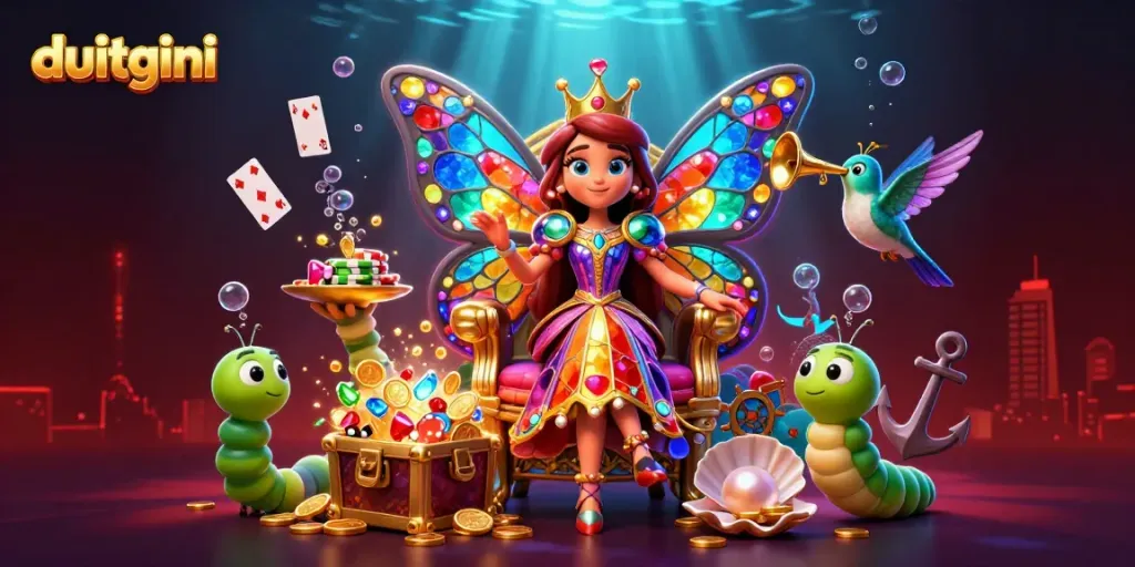 Experience excitement with duitgini as colorful chips scatter during a vibrant casino scene.