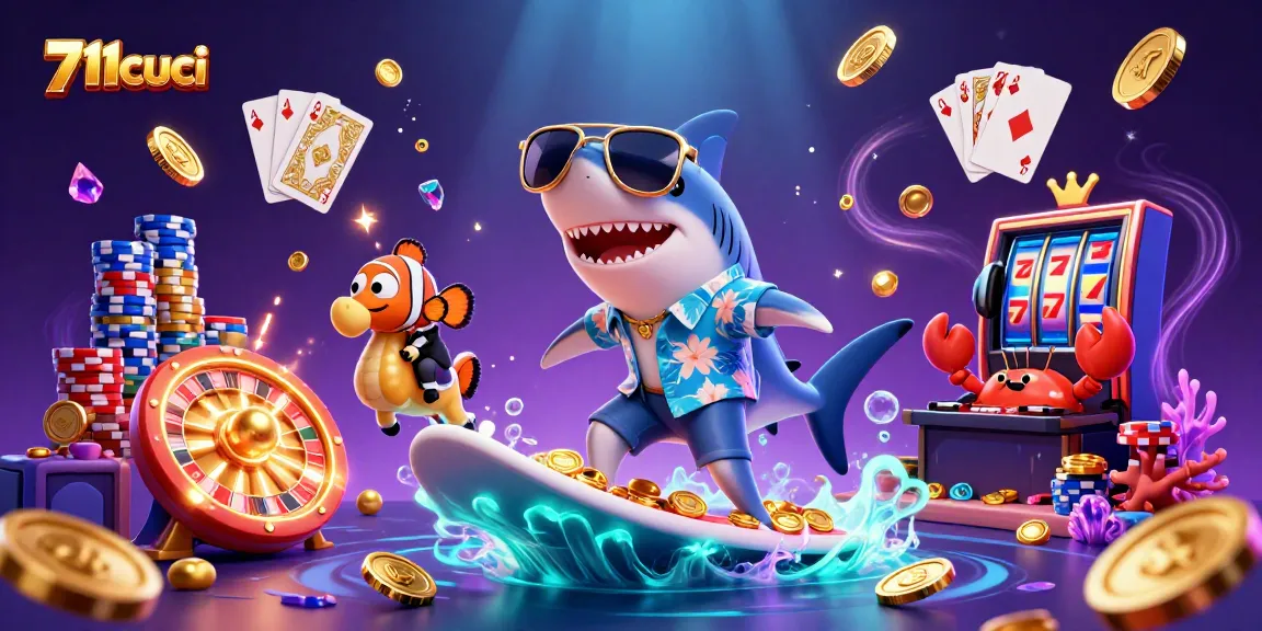 Engage in thrilling 711cuci games with colorful 3D characters and vibrant casino elements.