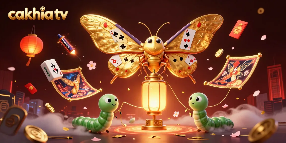 Experience lively sports betting on cakhia tv with colorful 3D visuals of festive casino elements.