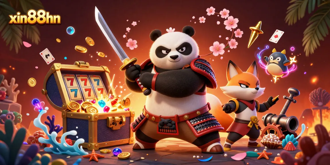 Experience the thrilling action of xin88hn with a captivating 3D illustration featuring slot machines and dynamic characters.