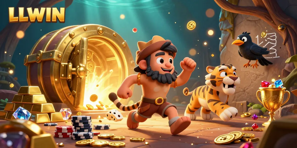 Experience thrilling gaming adventures with LLWIN in this vibrant 3D casino scene featuring dynamic characters and rich game elements.