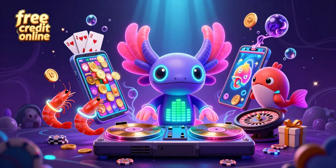 Spin to win with vibrant free credit online slot games amidst a lively underwater scene.