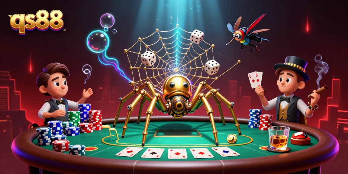Catch winning opportunities at qs88 with a dynamic steampunk spider-themed casino web.