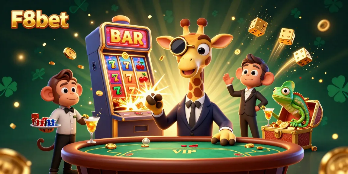 Experience the excitement of winning casinos with F8bet's dynamic 3D illustration featuring vibrant casino elements.
