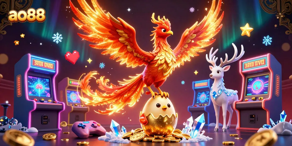 Win big at ao88 with thrilling slots featuring a phoenix theme, dynamic game elements, and vibrant colors.