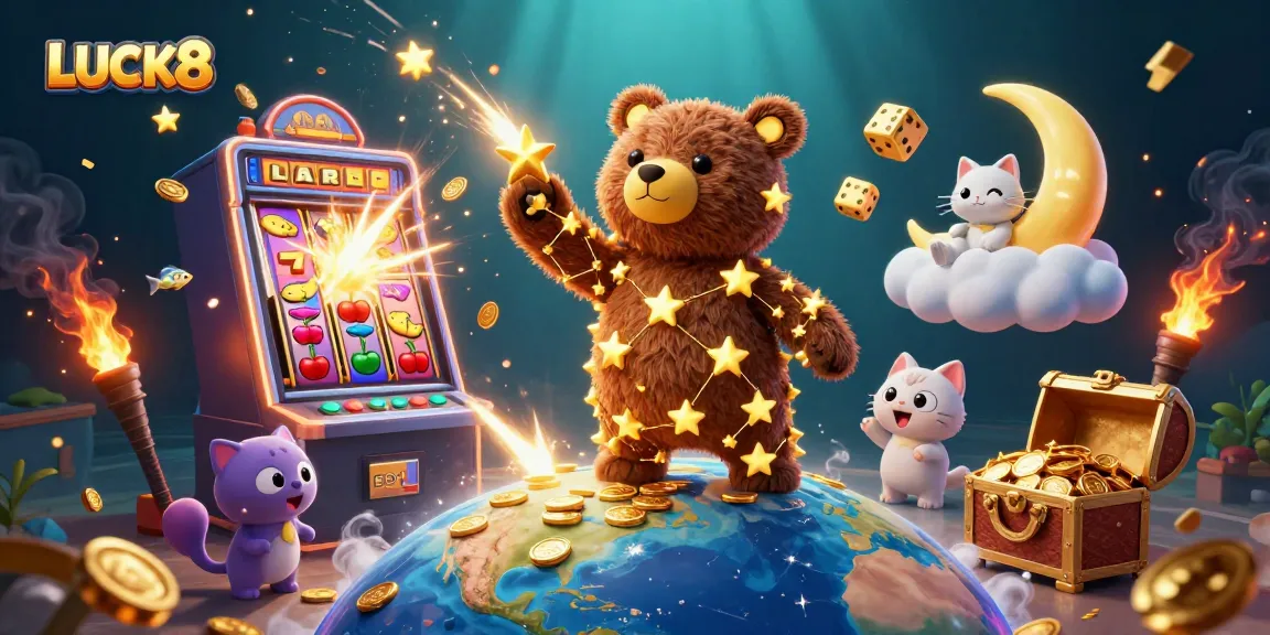LUCK8's thrilling jackpot scene showcases a lottery boom and casino excitement with golden elements.