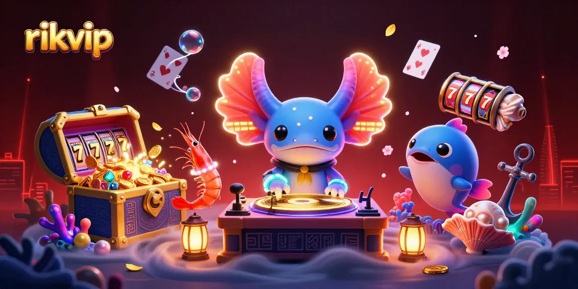 Play thrilling slot games at rikvip with an exhilarating underwater casino scene featuring vibrant characters.