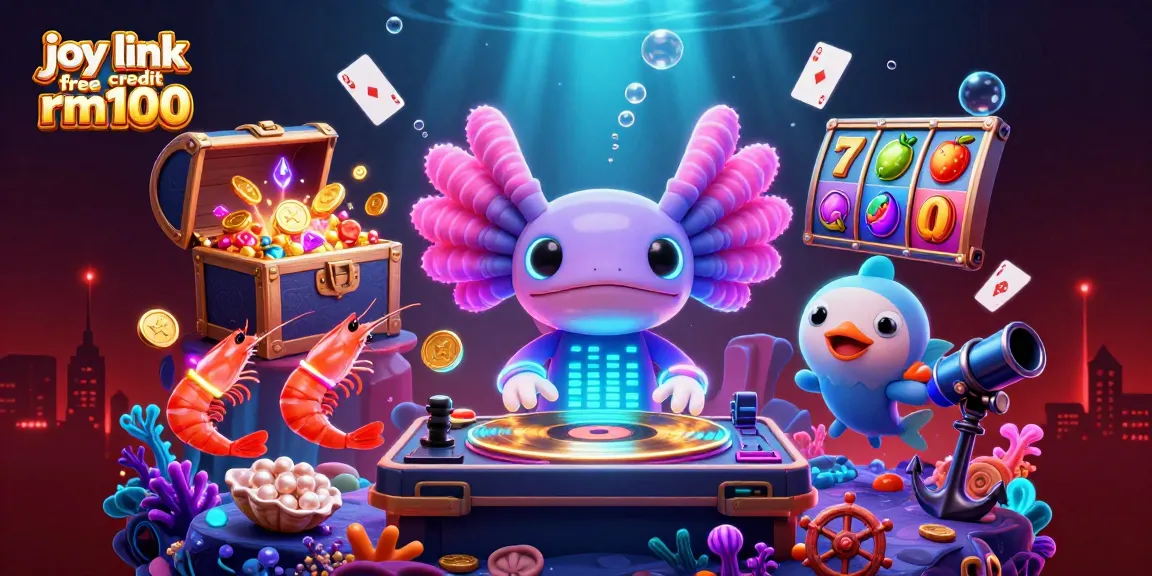 Experience joy link free credit rm100 with vibrant slot reels and dynamic casino action in this playful 3D underwater scene.